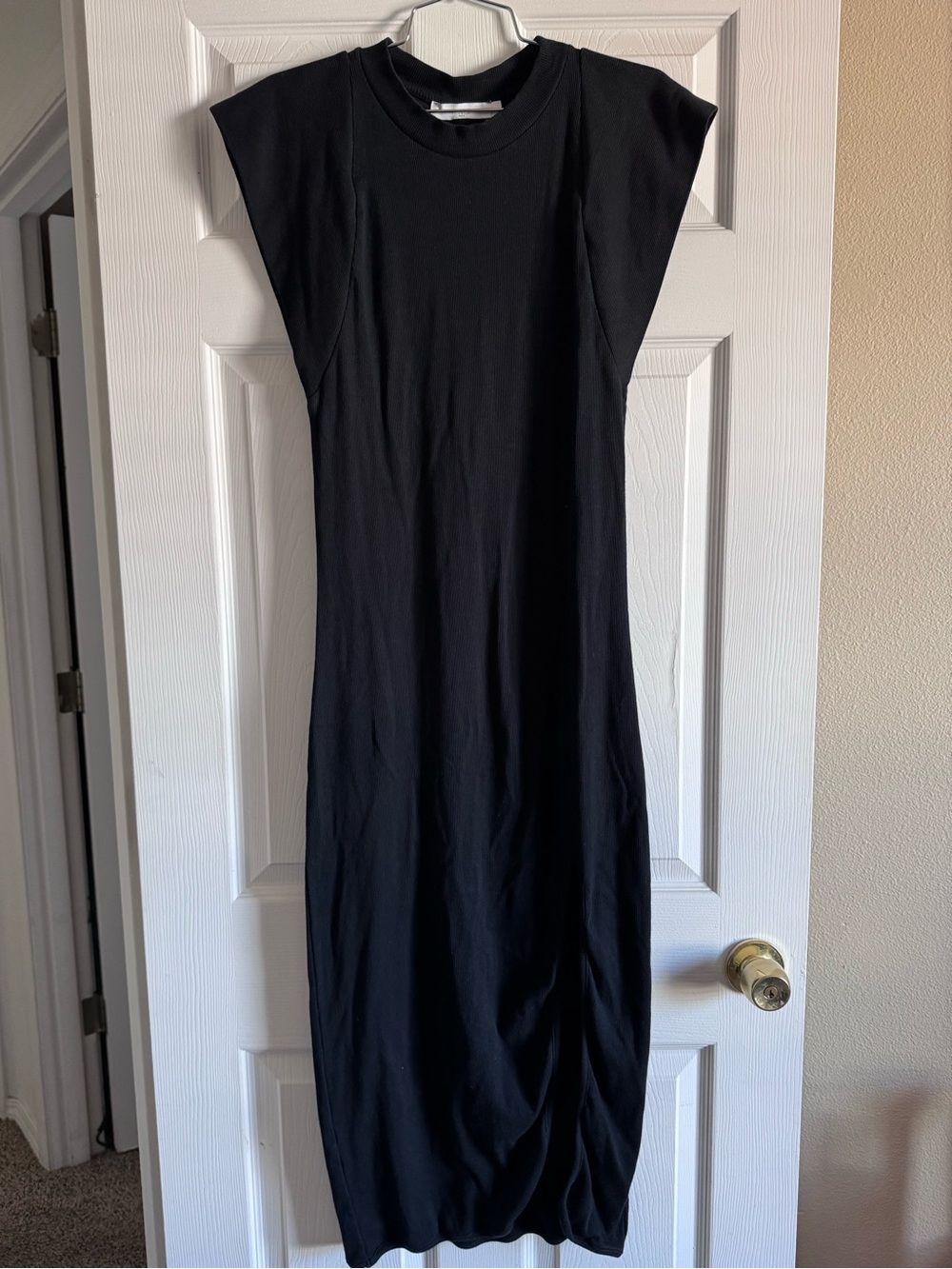 IRO Black Midi Cap-Sleeve Dress Size L